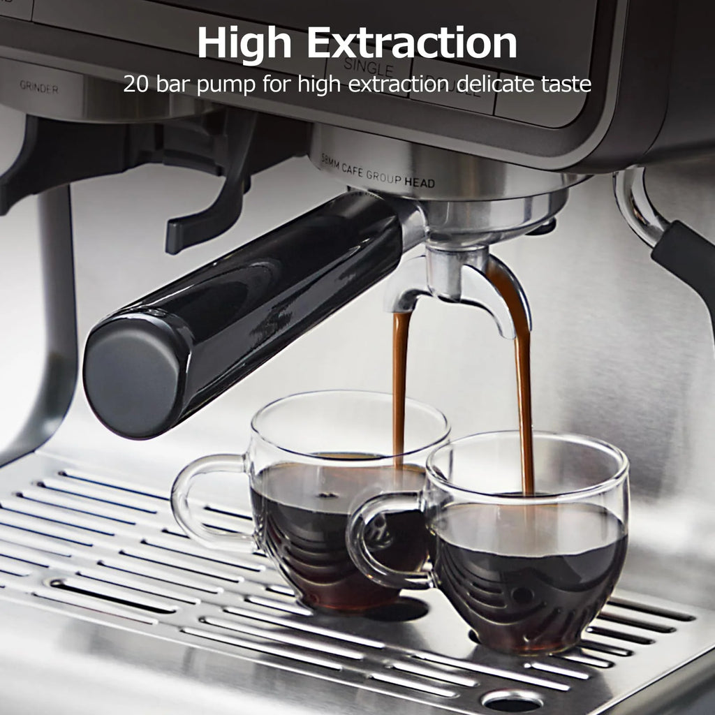 2024 New Espresso Machine with Grinder 20 Bar Pump, 2.8L Removable Water Tank Semi Automatic Coffee Maker with Grinder, Milk frother, Ideal for Small Families and Offices