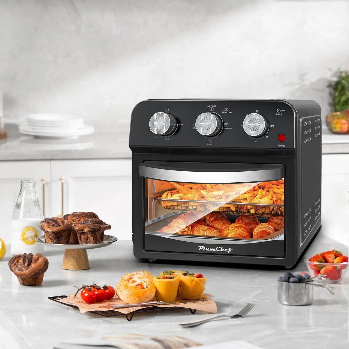 Segmart Air Fryers Oven, 5.3Qt Air Fryer with Viewing Window, 7 Presets, Digital Touchscreen, Dishwasher-Safe Basket, 1350W, Cream White