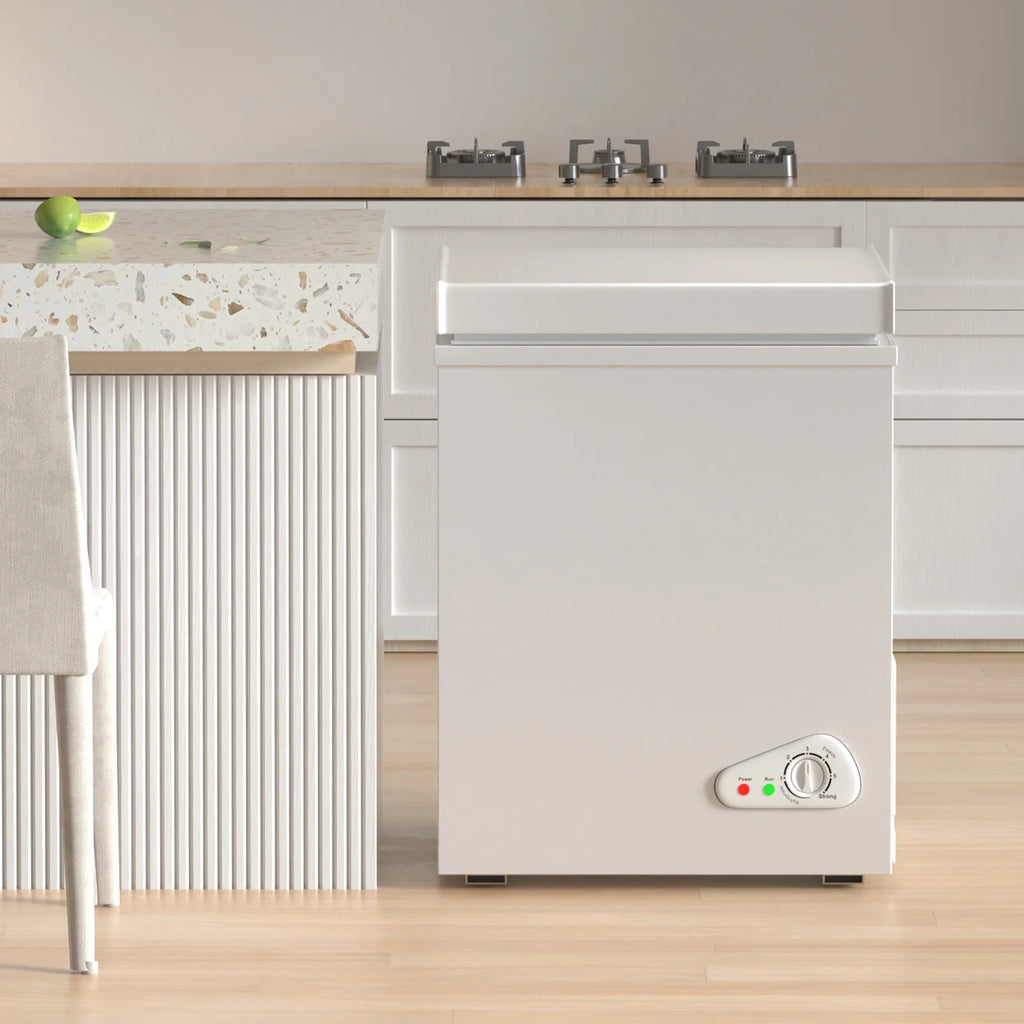 TABU Chest Freezer, 7.0 Cu Ft Deep Freezer with Adjustable Temperature, Compact Freezer with Top Open Door (White)