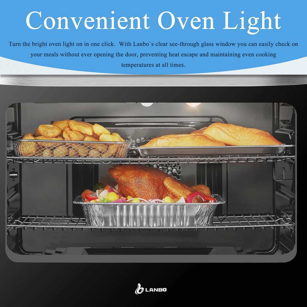 Lanbo 30 inch 5.9 CU.ft. Freestanding Electric Convection Range with Air Fry and Rotisserie, Electric cord or plug is not included