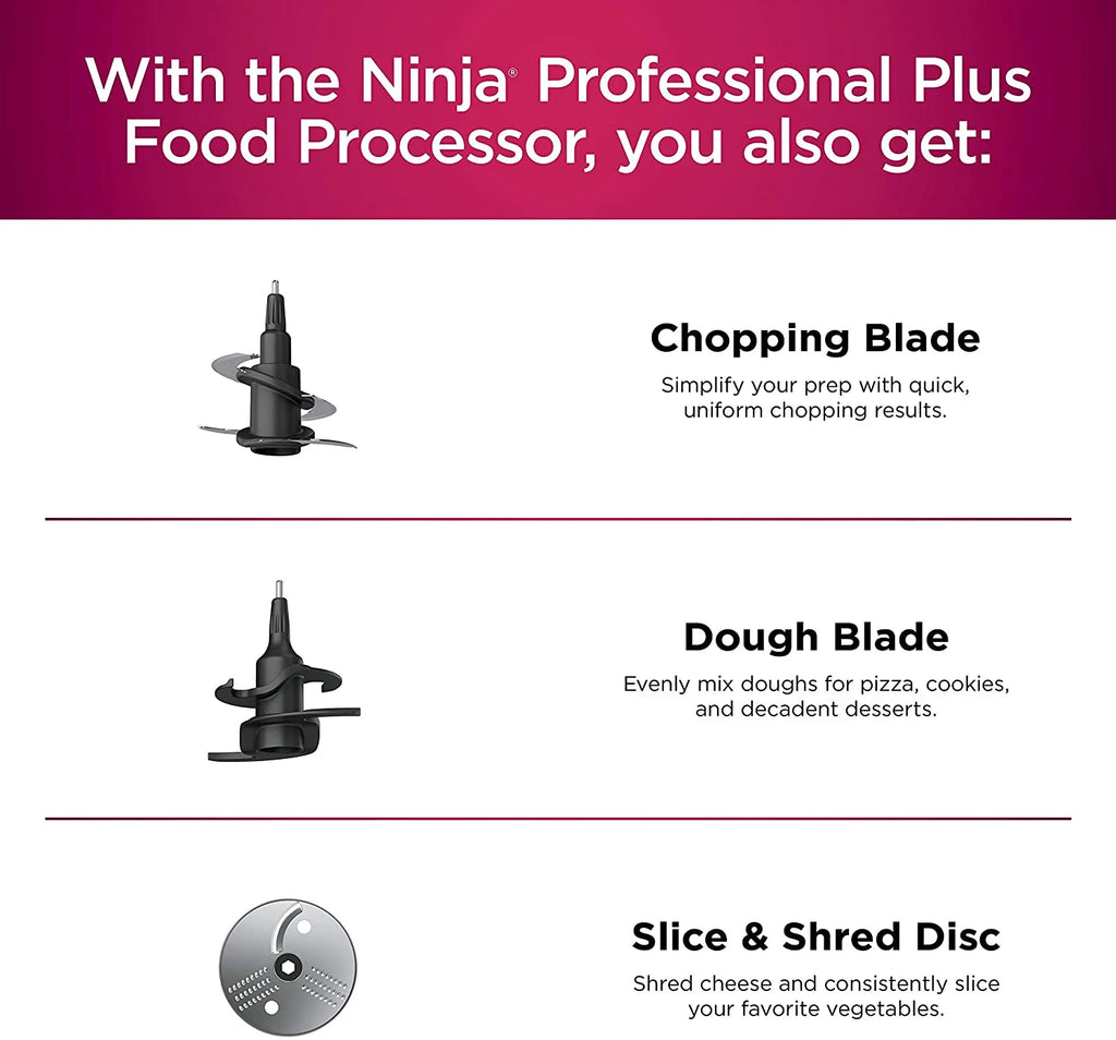 Restored Ninja BN601 Plus Food Processor 1000 Watts Autoiq, Chop Slice Shred, 9Cup Silver Stainless (Refurbished)