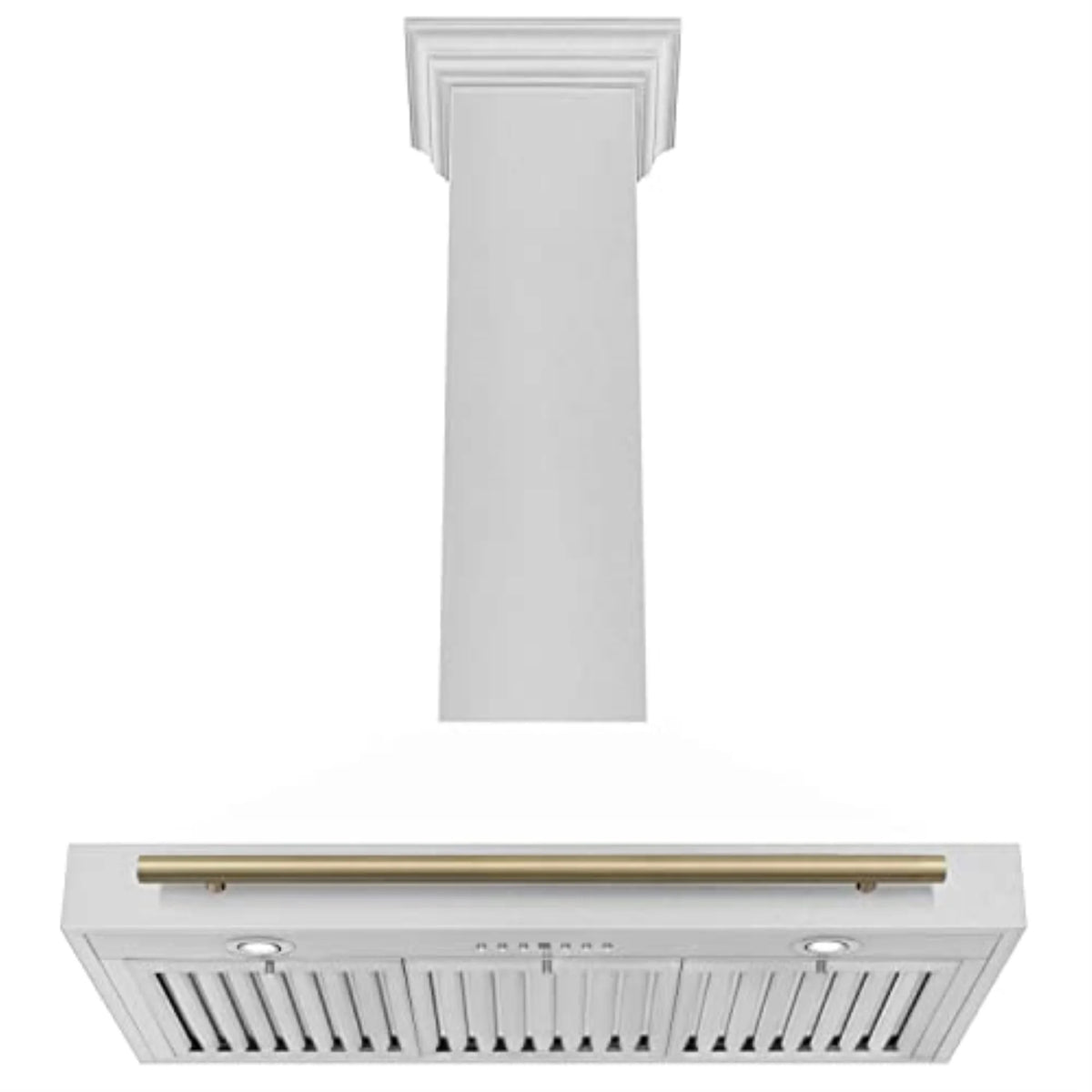 ZLINE 36" Autograph Edition DuraSnow Stainless Steel Range Hood with White Matte Shell and Gold Handle