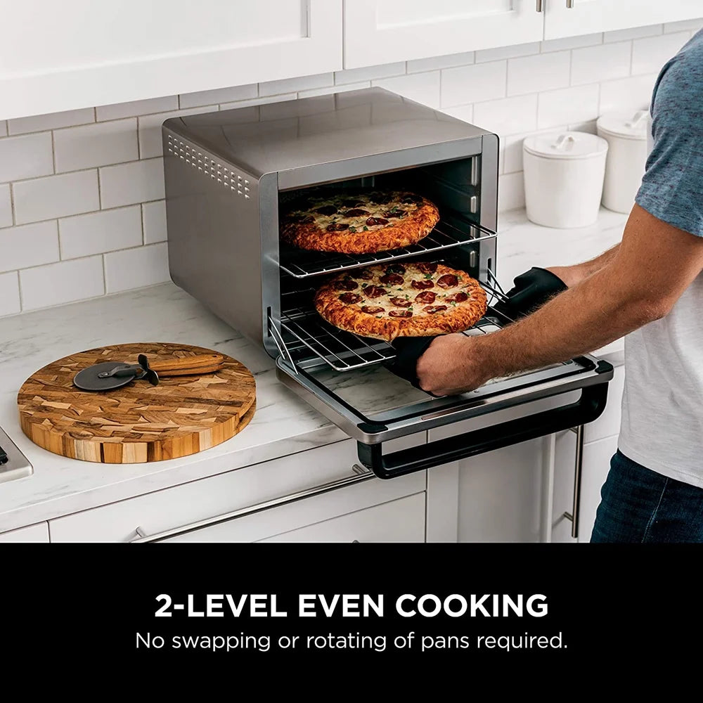 Restored Ninja DT201 Foodi 10-in-1 XL Pro Air Fry Oven, Large Countertop Convection Oven, Digital Toaster Oven, Dehydrate, Reheat, 1800 Watts, Stainless (Refurbished)