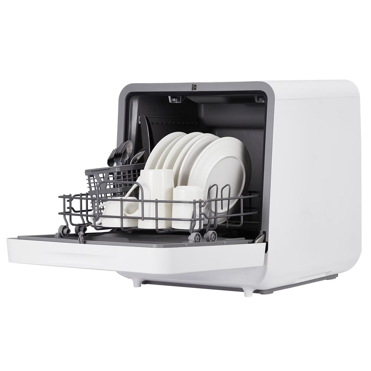 CazToi 10-Minute Quick Wash Portable Dishwasher with Powerful 162��F Hot Air Drying, 6 Cycles Compact Countertop Design No Installation