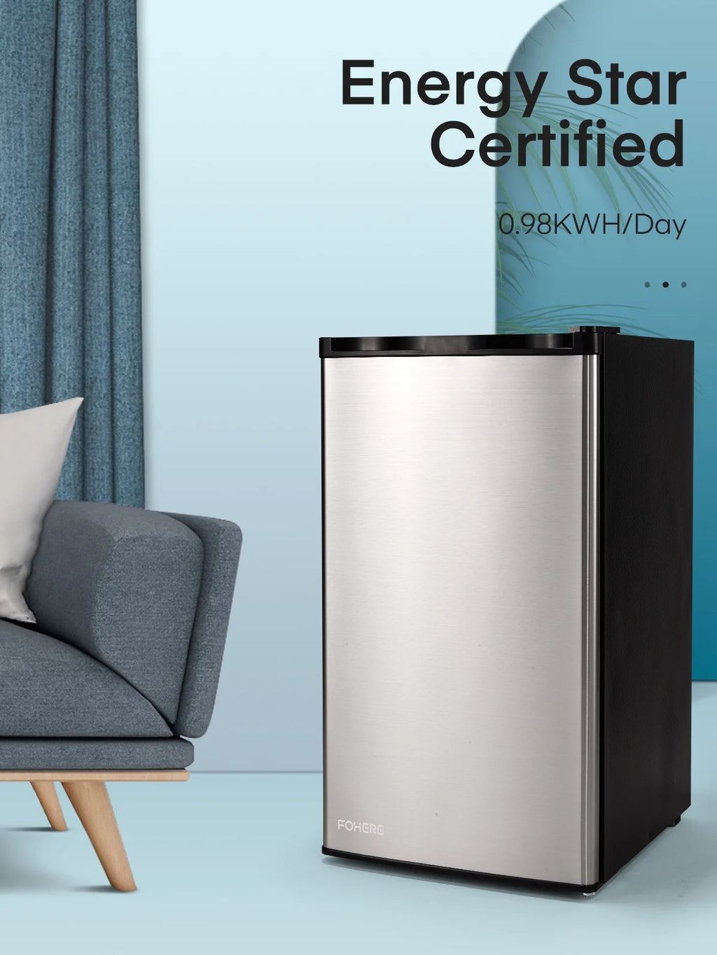 3.2 Cu. ft Refrigerator for Home, Fridge with Freezer for Bedroom, 31"D x 18"W x 19"H, Black