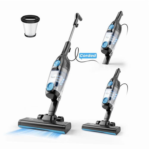 "INSE R6X Corded Stick Vacuum - 15KPa/600W, Ultra-Lightweight - Bagless Upright + Handheld for Hard Floors/Carpet/Pet Hair/Car Cleaning"