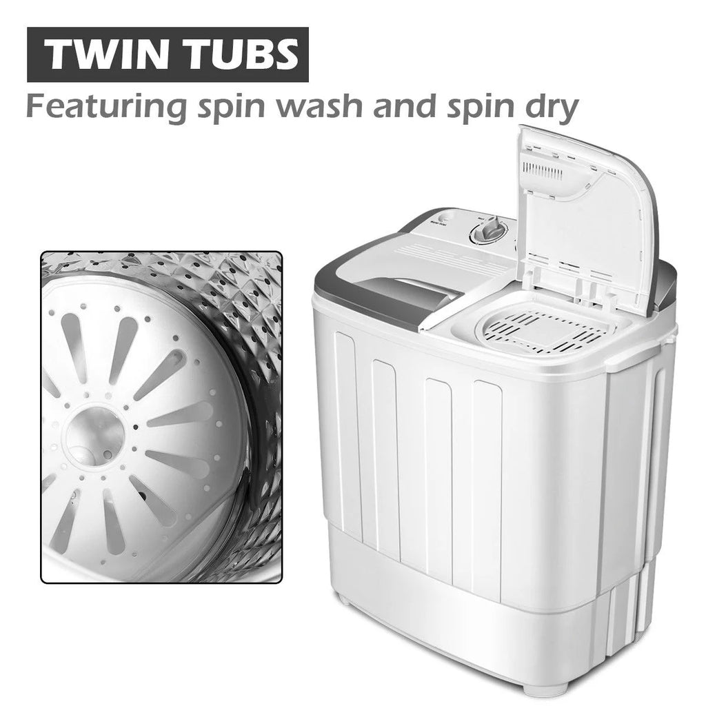 Gymax 8lbs Compact Mini Twin Tub Washing Machine Washer Spinner
