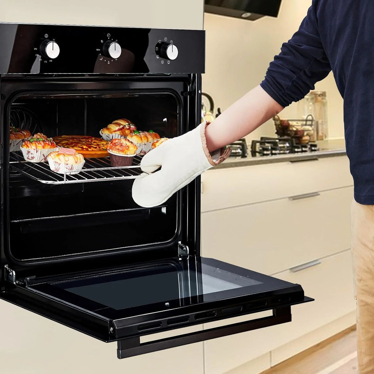 Garvee 24" Single Wall Oven, 2.5 Cu.ft Electric Wall Oven with Mechanical Knobs, Convection Wall Oven in Stainless Steel, 3000W, 240V, Black