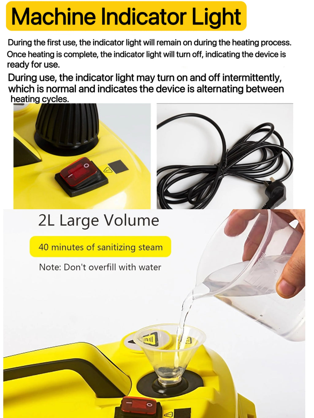 Steam Cleaner, 2-Quart Canister Steamer with 18 Accessories for Floor, Grout, Upholstery, Car Detailing, Kitchen Degreasing & High-Temp Sanitizing