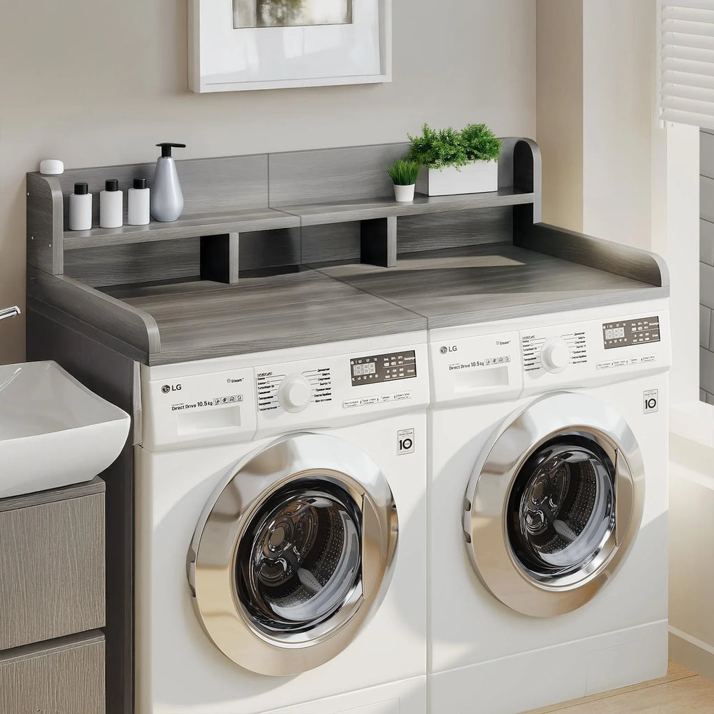 Washer Dryer Countertop with Non-slip Pads,Depth Double Layer Organizer for Washer and Dryer Laundry Hamper Counter Storage,Gray�� Matte