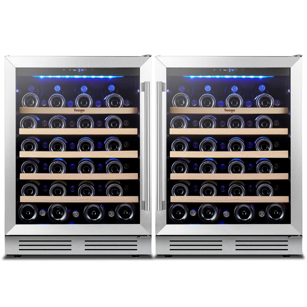 Yeego 30" Wine and Beverage Refrigerator,Two 15" Wine and Beverage Cooler Under Counter or Freestanding, Hold 33 Bottles and 80 Cans(Two Pack)