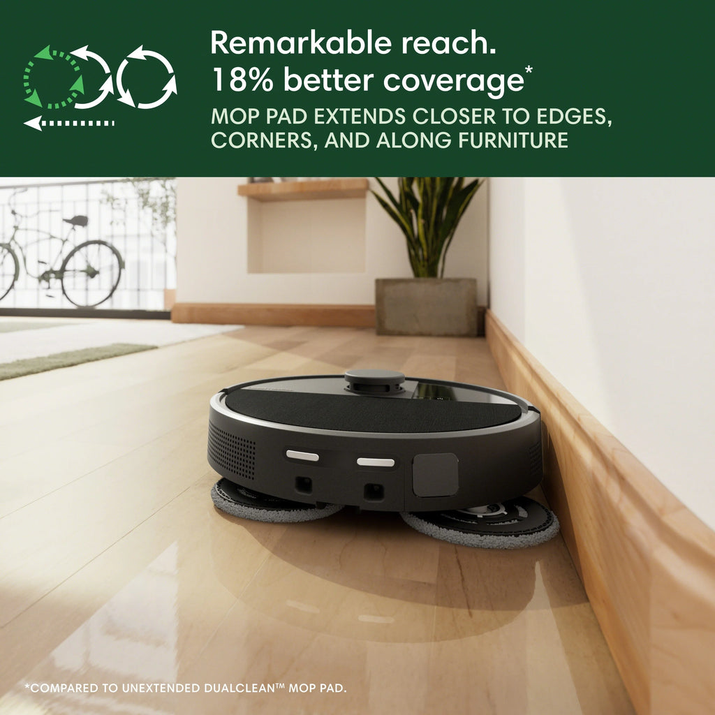 iRobot Roomba Plus 505 Combo Robot Vacuum & Mop AutoWash Dock, 2in1, Carpet & Hard Floors, Self Empties, Pads Extend, LiDAR, No Mopping Carpets, Heated Pad Drying, Model N185020