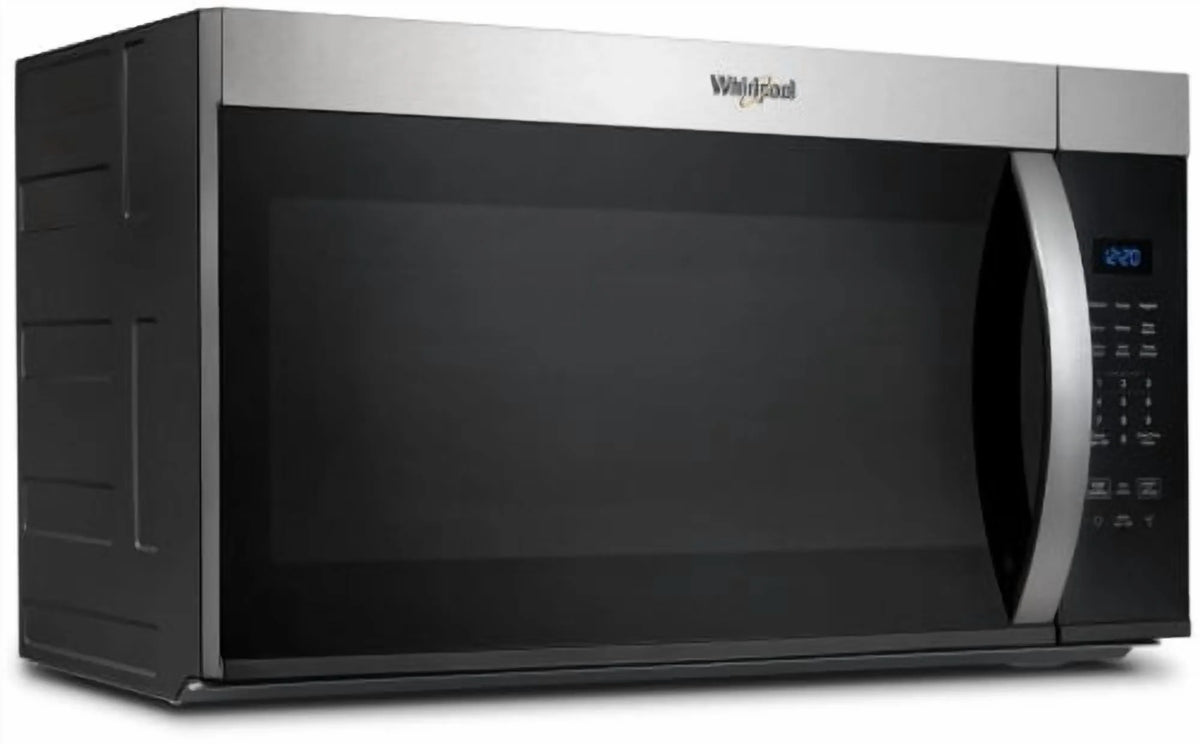 Whirlpool 1.7 cu. ft. Over-the-Range Microwave Oven with 1,000 Watts, 2-Speed 300 CFM Venting System, Add 30 Seconds, Dishwasher-Safe Turntable Plate, and Cooktop Lighting: Stainless Steel