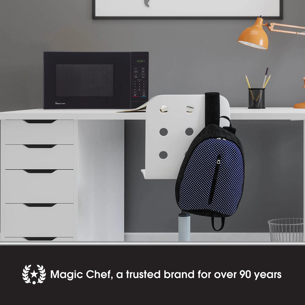 Magic Chef 1.6 Cu. ft. 1100W Countertop Microwave Oven with Push-Button Door in Black, New