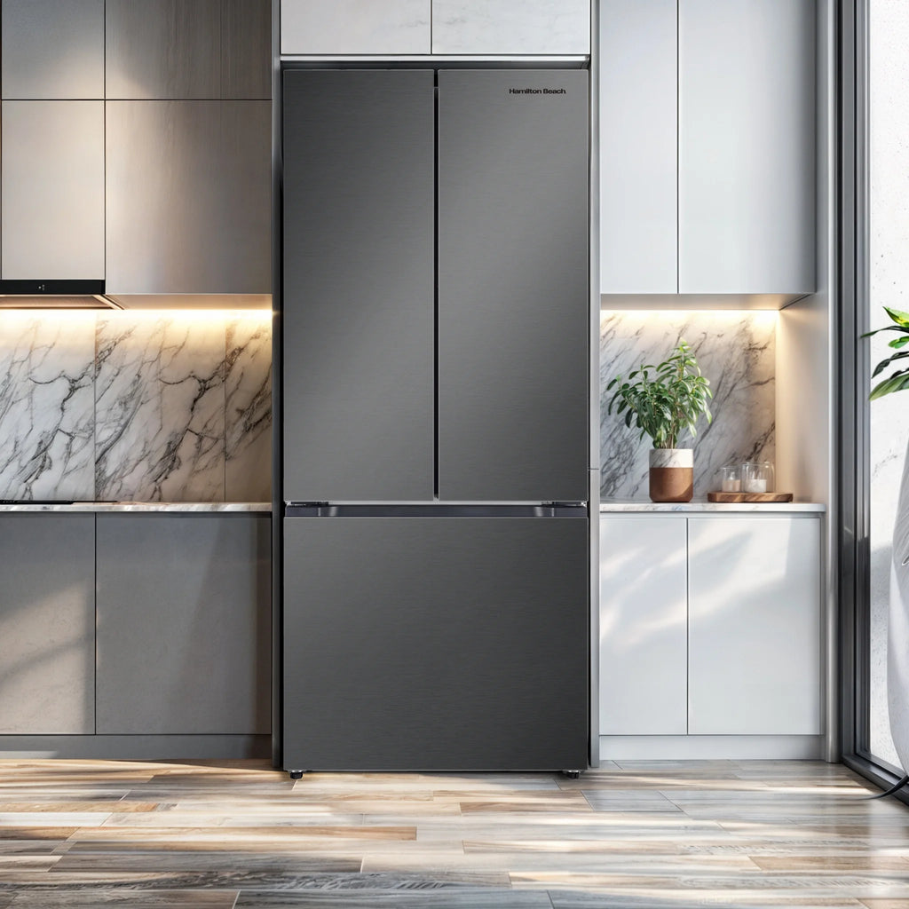 Hamilton Beach, 16.6 Cu. Ft. French Door Refrigerator, Black Stainless