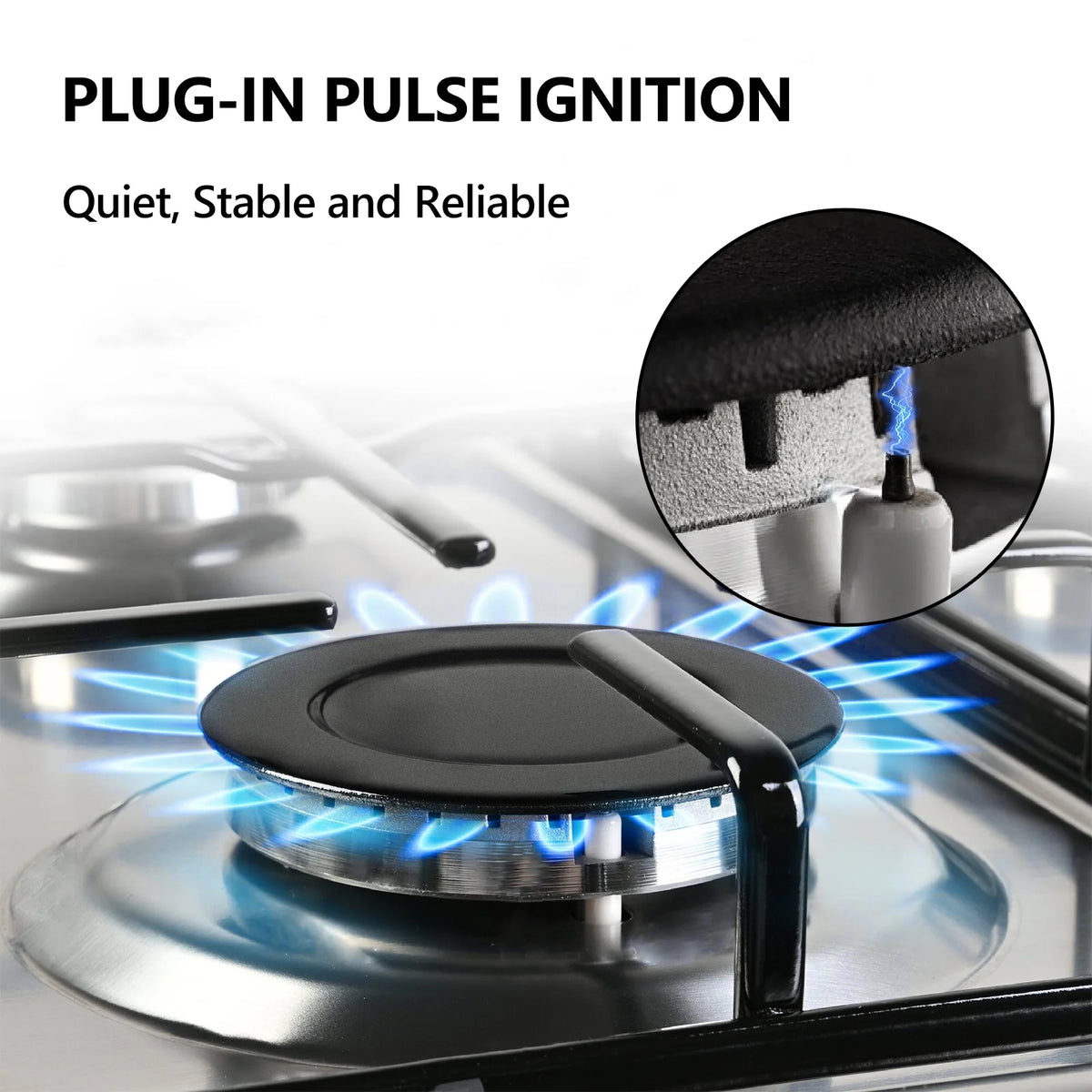 Graceall 24in Gas Stove Cooktop, Drop-in 24inch Gas Stove Top 4 Burners, NG/LPG Convertible Neutral Gas Propane Cooktop Gas Hob with Thermocouple Protection