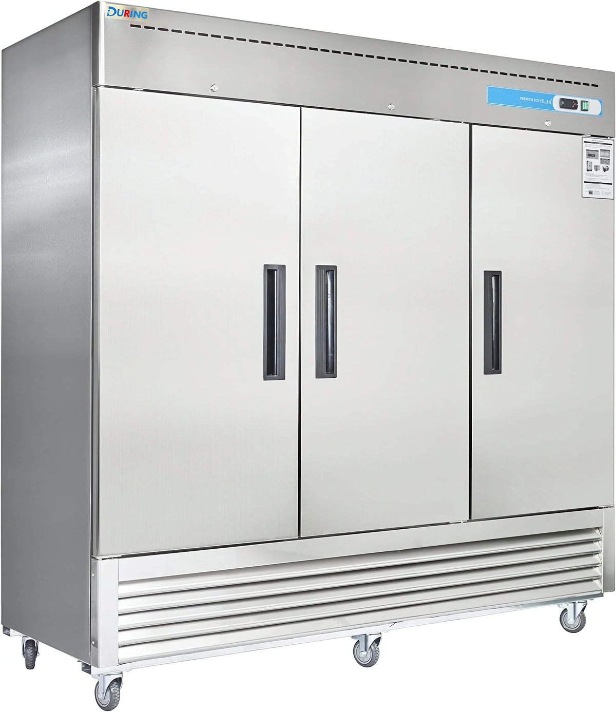 DURING 72" Commercial Refrigerator Freezer Combo, 3-Door Solid Door Reach-In, 54 Cu.ft Upright Fridge Freezer