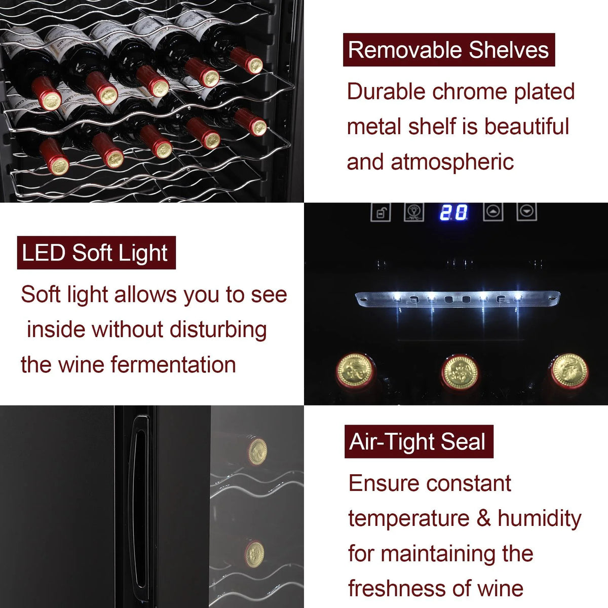 Ktaxon 18 Bottle Compressor Wine Cooler Freestanding Wine Fridge, Fast Cooling, Low Noise