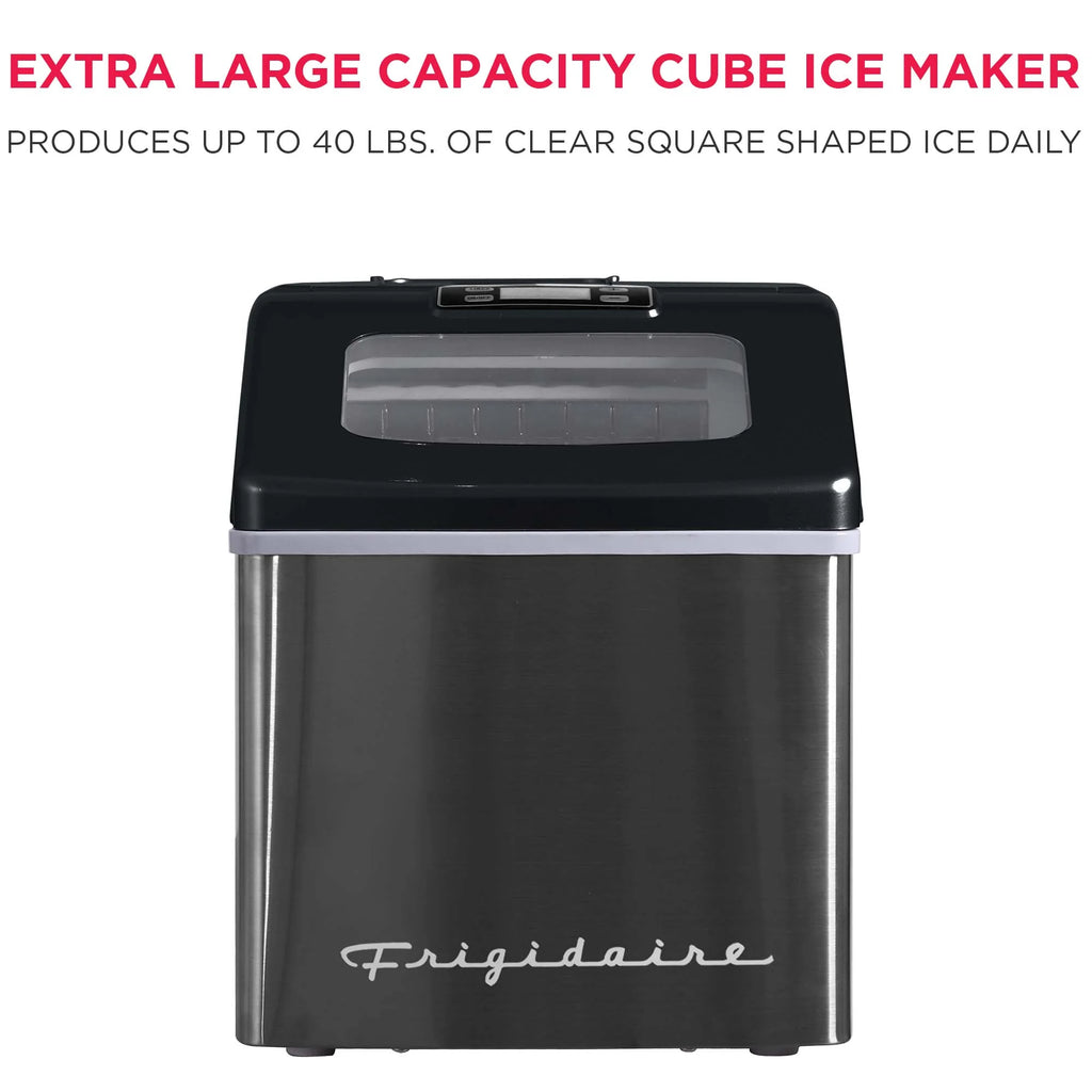 Frigidaire 40lbs. Countertop Clear Square Ice Maker - Stainless Steel