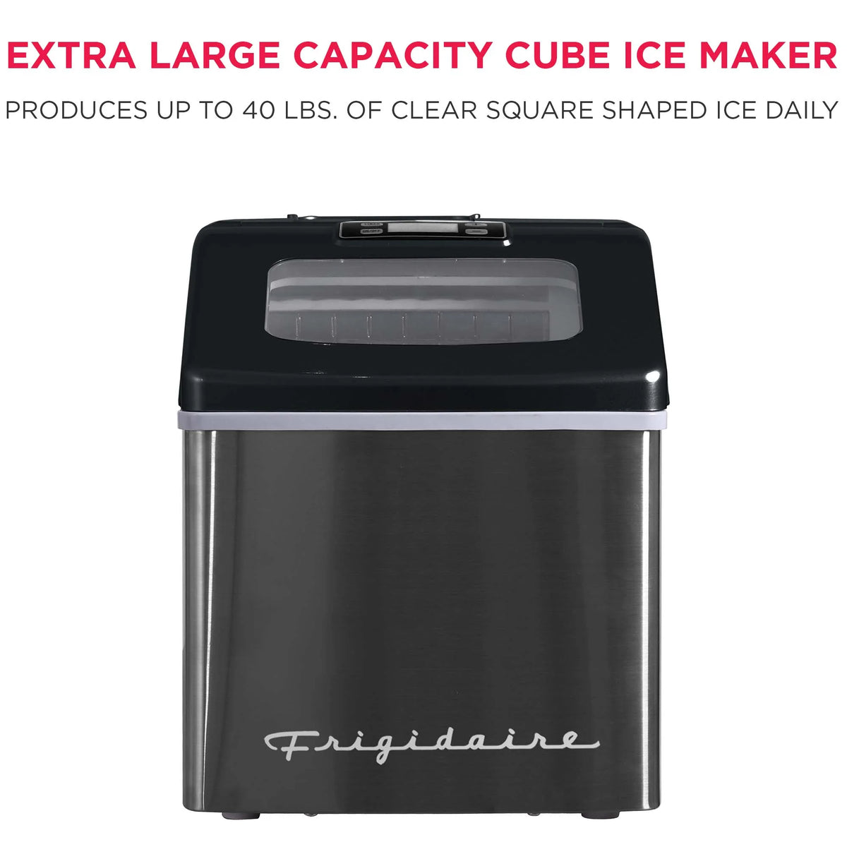Frigidaire 40lbs. Countertop Clear Square Ice Maker - Stainless Steel