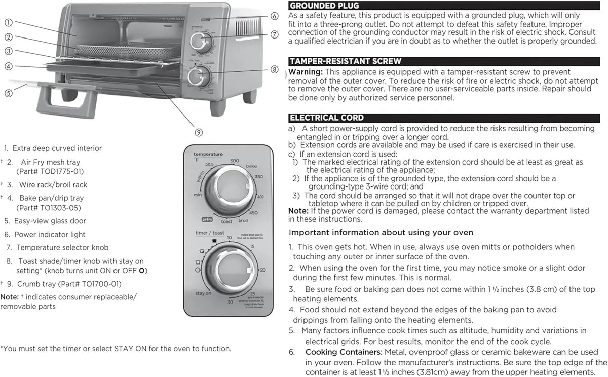 Crisp 'N Bake Air Fry Countertop Convection Toaster Oven, Medium Capacity, 4-Slice, 5-in-1, Fits 9�� Pizza, 30-Min Timer, Bake, Broil, Air Fry, Toast, Keep Warm, Stainless