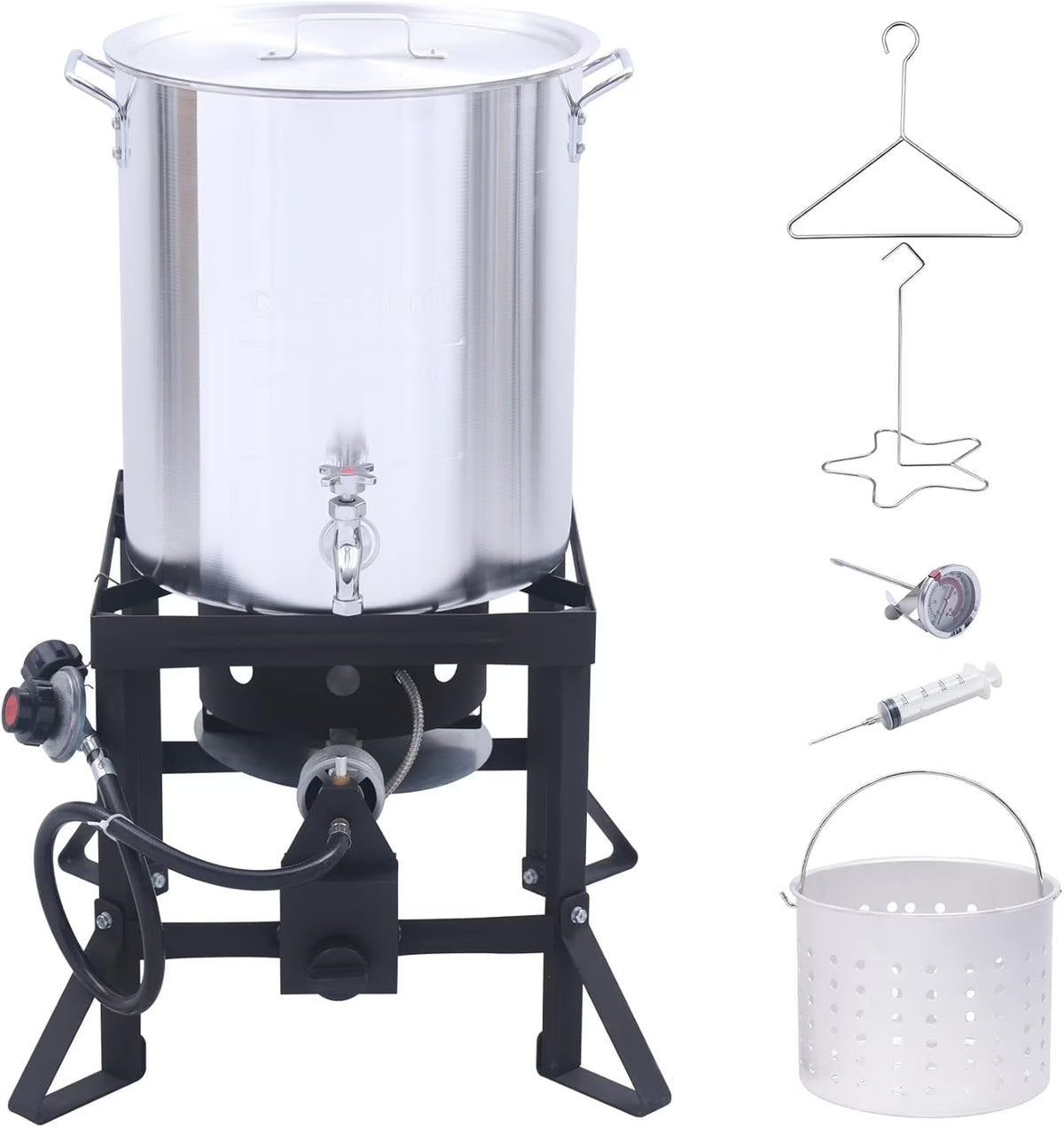 Red Mountain Valley Outdoor Propane Turkey Deep Fryer Set 30&10 Quart Fish Fryer with Basket, 50,000 BTU Burner, Large Seafood Boiler Kit, Outdoor Cooking for Frying, Boiling