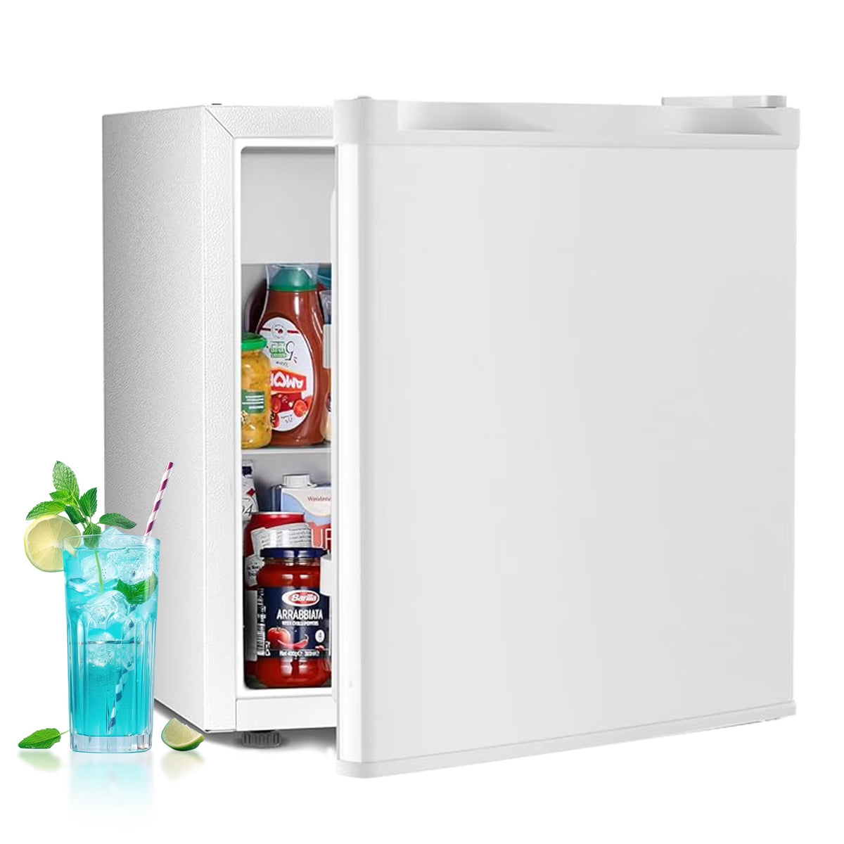 WAA 1.6 Cu.Ft Compact Refrigerator Mini Fridge Glass Door