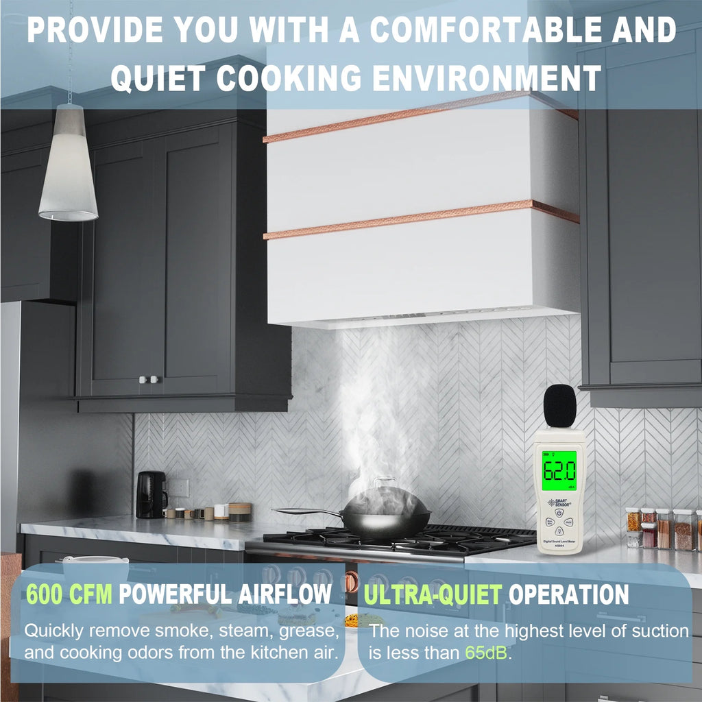 Akicon Range Hood 30 Inch, 600 CFM Ducted Vent Hood, Stainless Steel Box Kitchen Hood with 2 LED Lights, Removable Baffle Filters, Stove Hood Vent for Kitchen, 3 Speeds, Wall Mounted (AK-HS30HB-JBC)