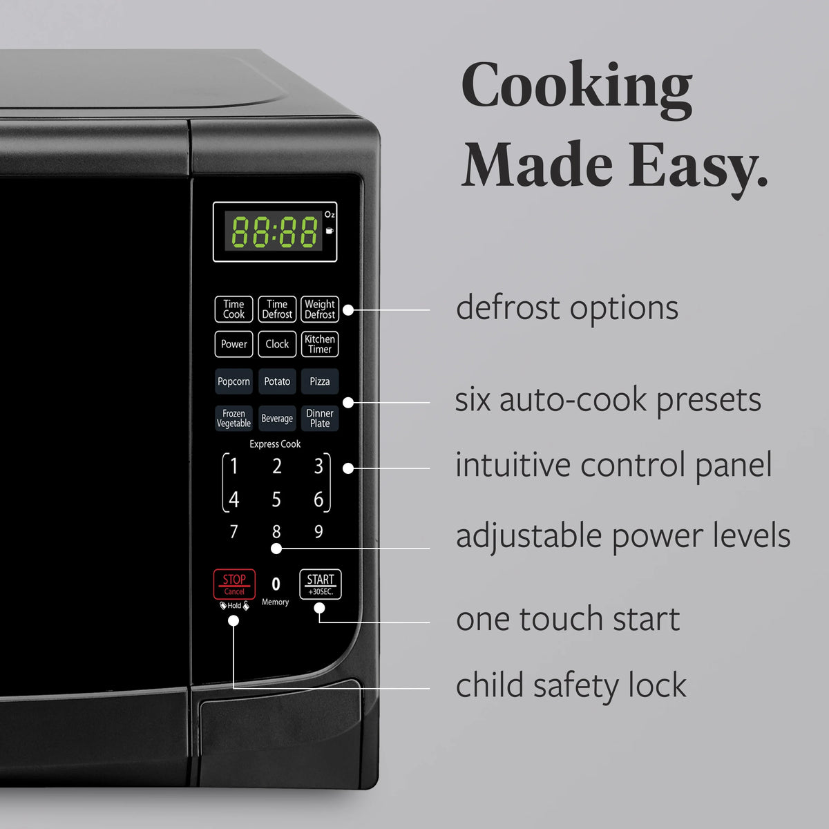 Farberware Countertop Microwave Oven with LED Lighting & Child Lock, 0.7 Cu Ft Black