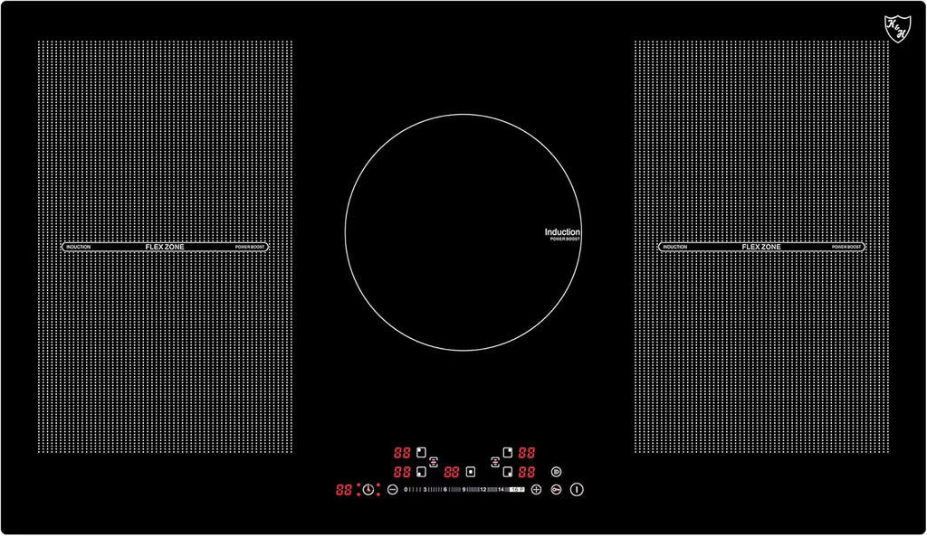 K&H SIGNATURE SERIES 5 Burner 36 Inch Built-in Induction FLEX Electric Stove Top Ceramic Cooktop SLIDER Touch Control 240V 9400W IN36-9400FLX