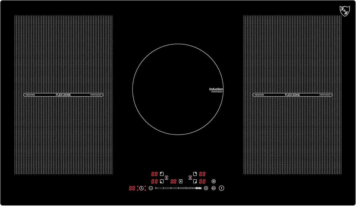 K&H SIGNATURE SERIES 5 Burner 36 Inch Built-in Induction FLEX Electric Stove Top Ceramic Cooktop SLIDER Touch Control 240V 9400W IN36-9400FLX