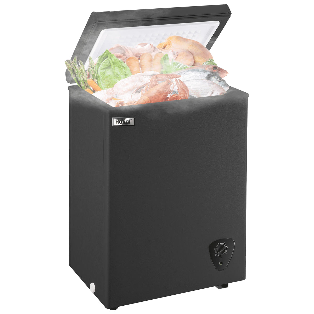 WANAI 3.5 Cubic Chest Freezer with Top Open Door,Removable Storage Basket,7 Gears Temp Control,Energy Saving,Black