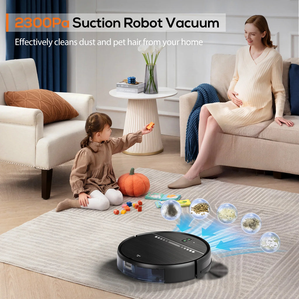 GOOVI Robot Vacuum Cleaner, Robot Vacuum Mop Combo, With Alexa/WiFi/App Connection, for Pet Hair, Hard Floor