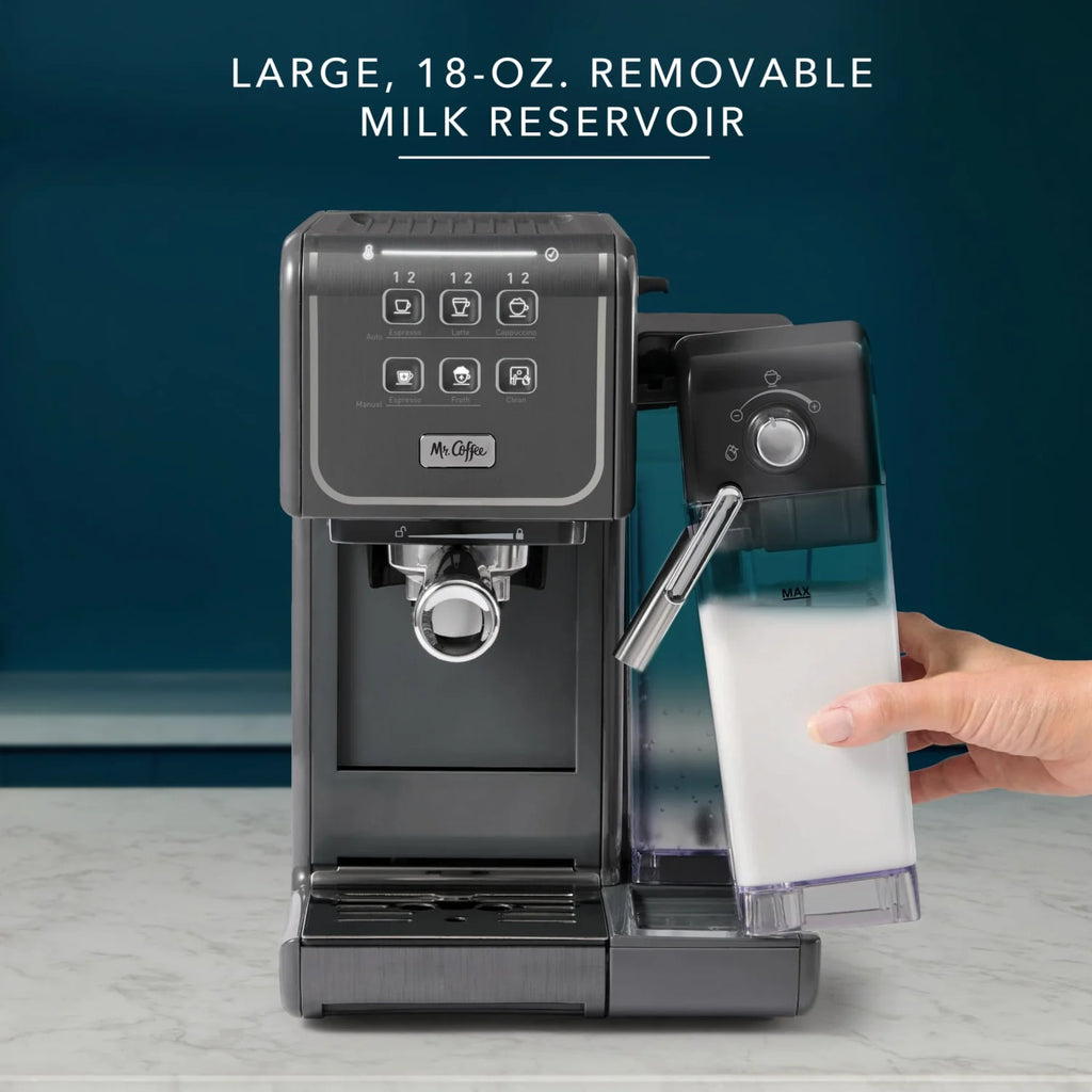 Mr. Coffee One Touch CoffeeHouse+ Espresso, Cappuccino, and Latte Maker, Grey