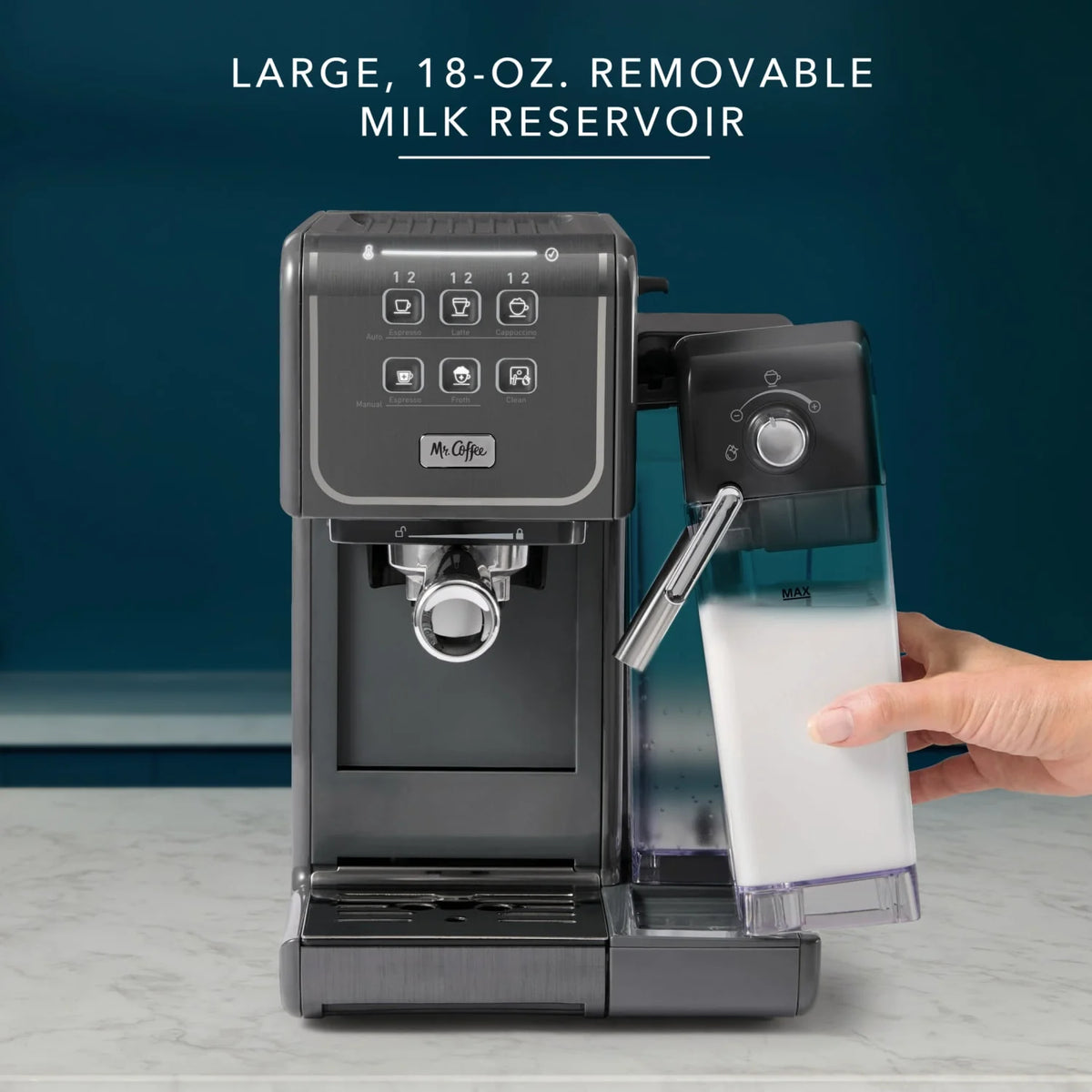Mr. Coffee One Touch CoffeeHouse+ Espresso, Cappuccino, and Latte Maker, Grey