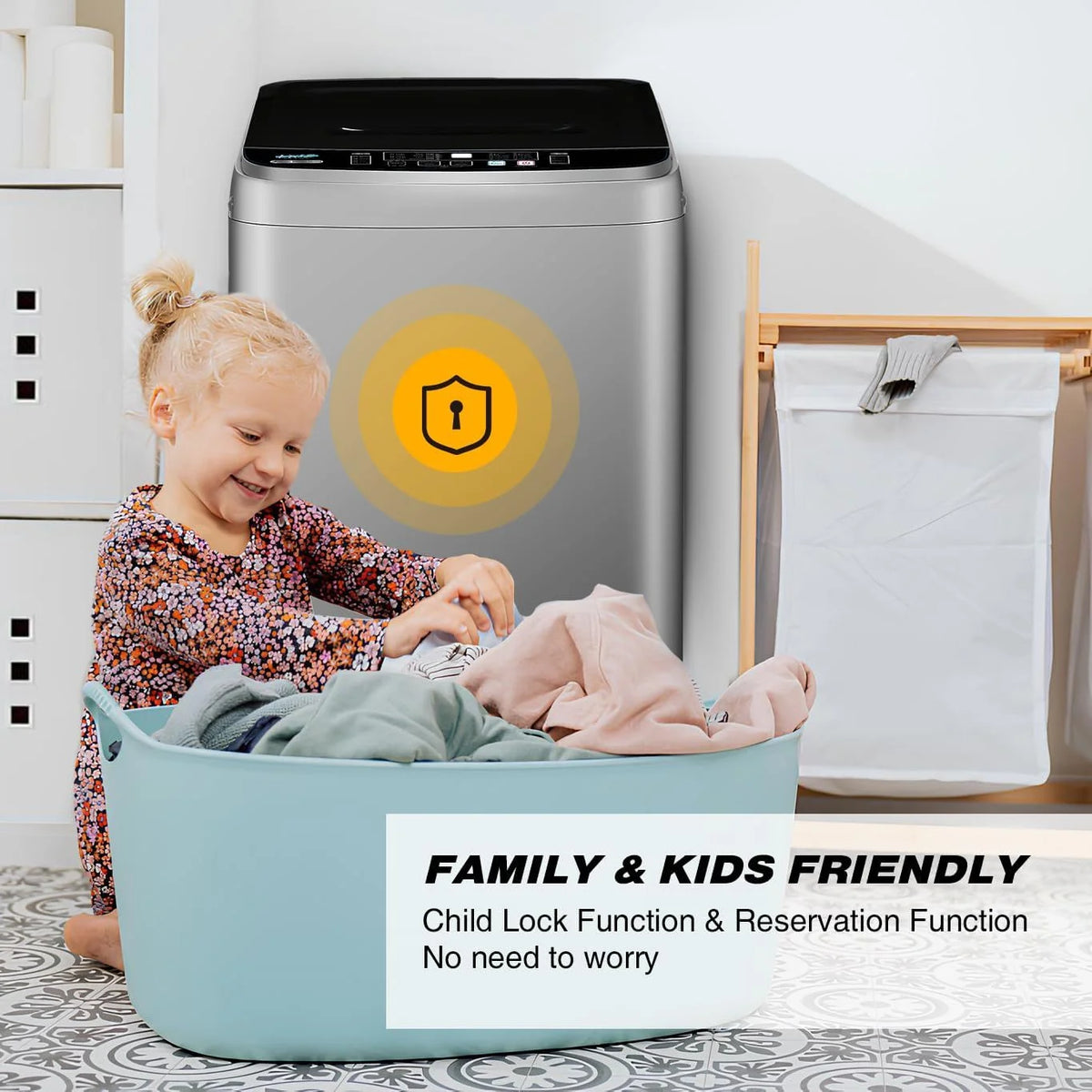 Kcpolre Portable Washing Machine 17.7 lbs Full-Automatic Compact Washer Machine for Apartment, 10 Wash Program Small Portable Washer for Dorm, Apartment, Home, Grey