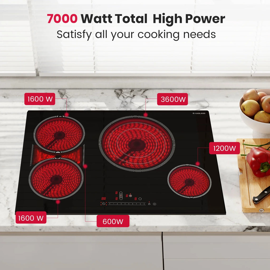 Gasland Chef 30 in. 4 Elements Radiant Electric Cooktop in Black with Tri-Ring Element and Bridge Element