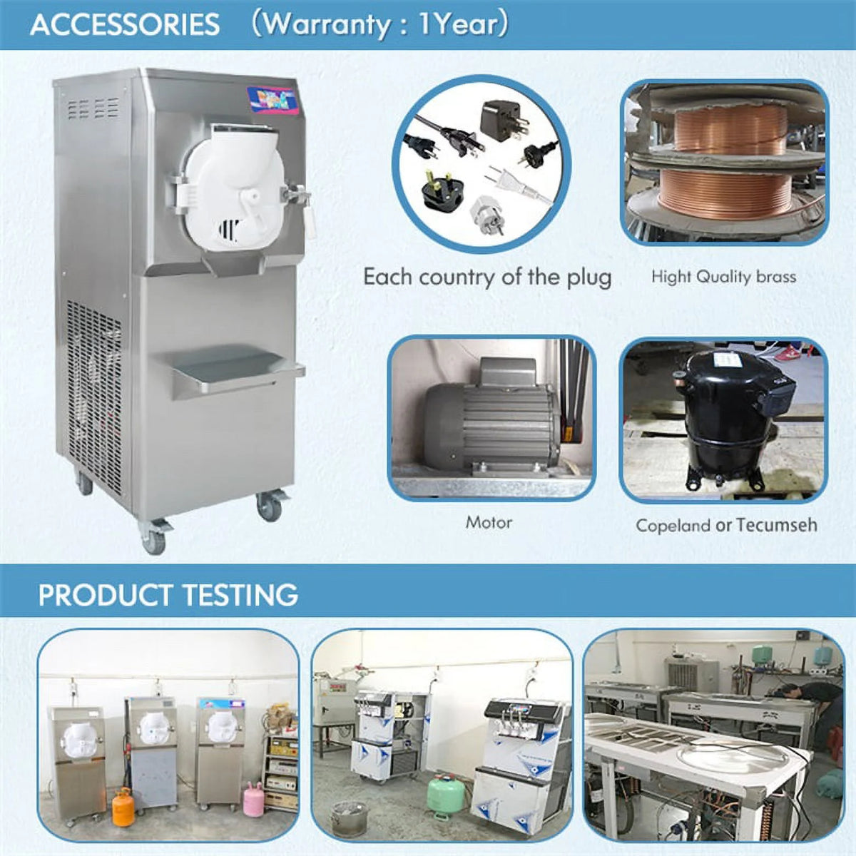 Kolice ETL Commercial Hard Ice Cream Machine, Batch Freezer,Italian Ice Water Machine-30-40L/H