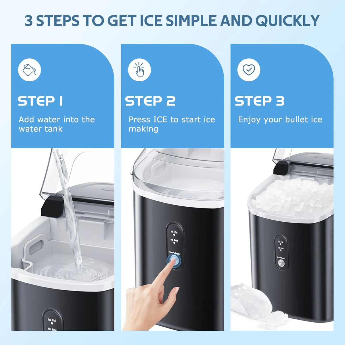 Electactic Nugget Ice Maker Countertop, 35lbs/24H, Self-Cleaning, Pebble Portable Ice Machine with Handle (White)
