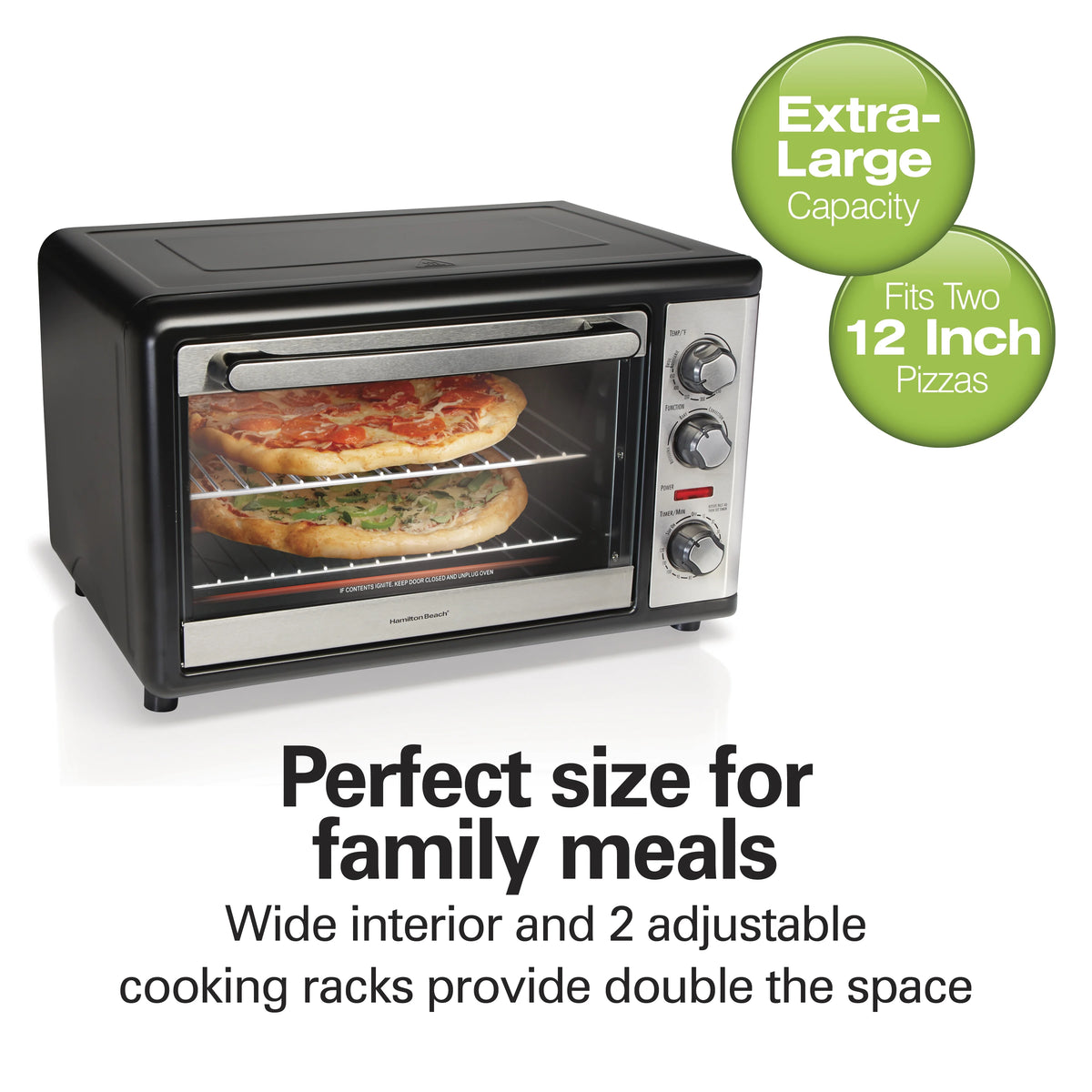 Hamilton Beach Countertop Toaster Oven with Convection & Rotisserie, Extra Large Capacity, Black