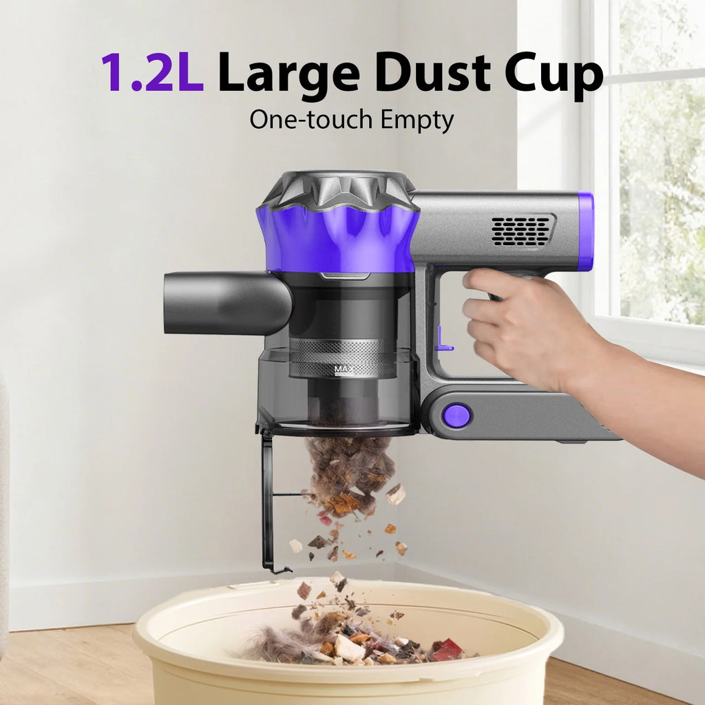 Lazyswan Cordless Vacuum 23000Pa 40min Runtime Lightweight Stick Vacuum for Carpet, Hardwood, Pet Hair - HEPA, Wall Mount Included