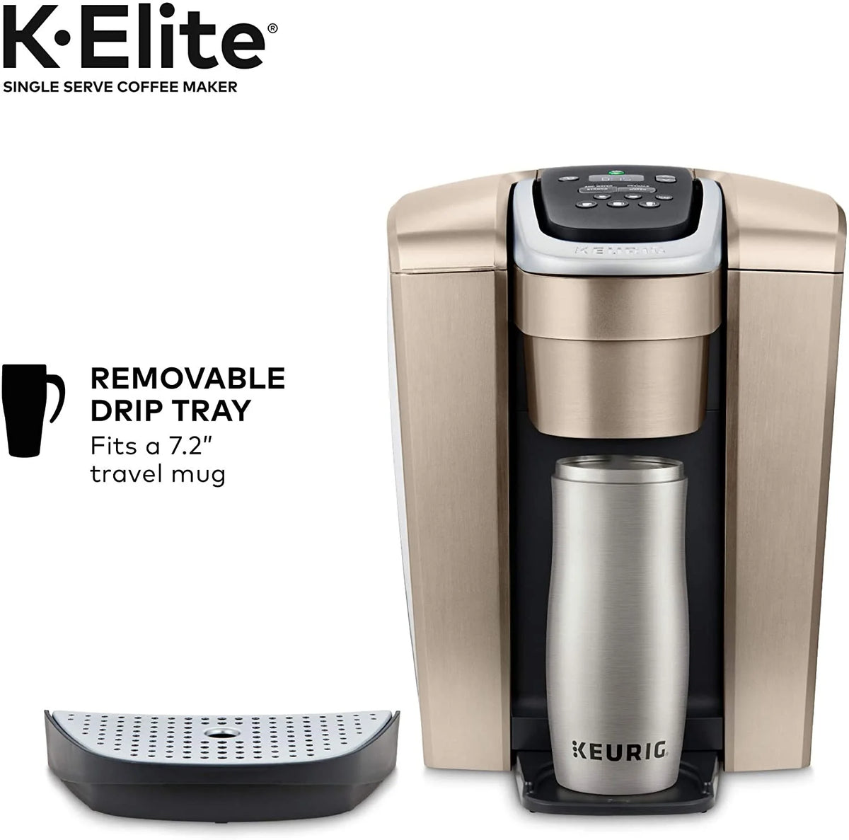 Keurig K-Elite Coffee Maker, Single Serve K-Cup Pod Coffee Brewer, With Iced Coffee Capability, Brushed Slate