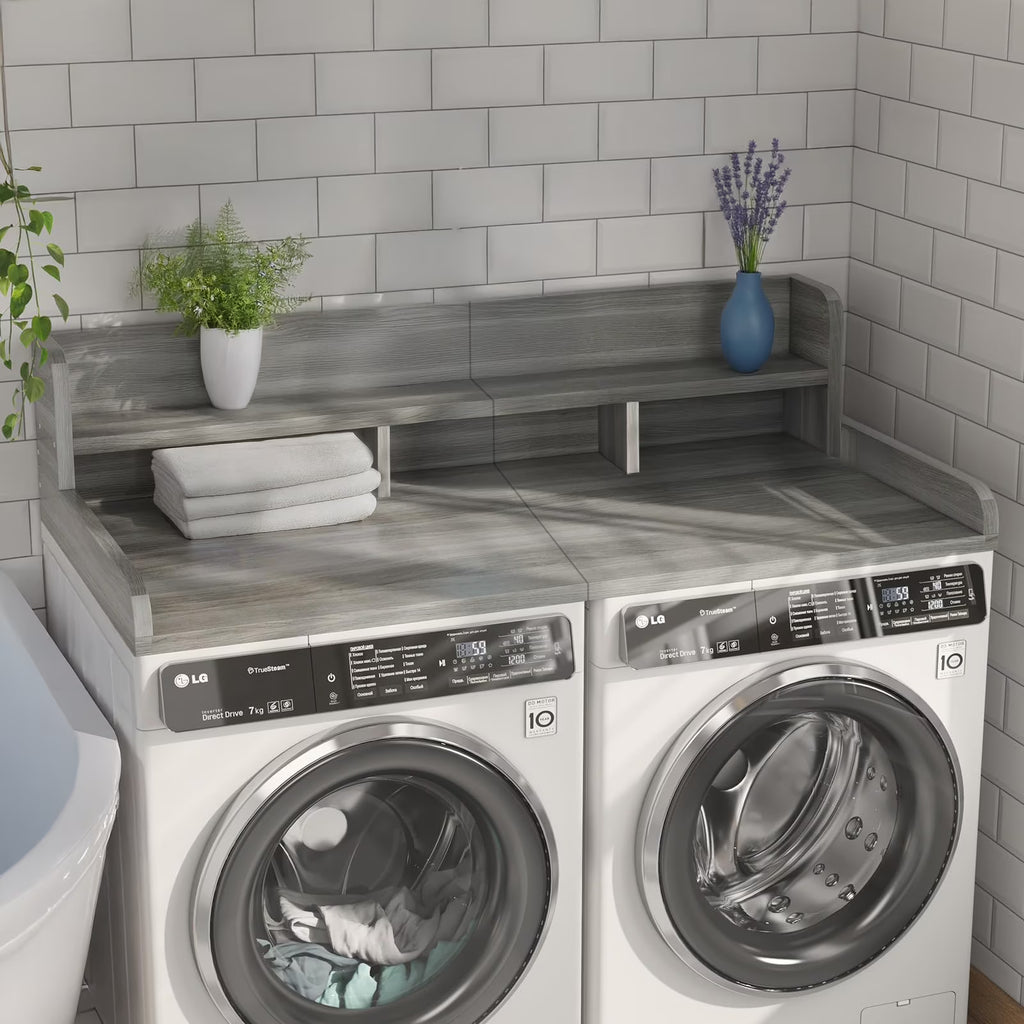 Washer Dryer Countertop with Non-slip Pads,Depth Double Layer Organizer for Washer and Dryer Laundry Hamper Counter Storage,Gray�� Matte