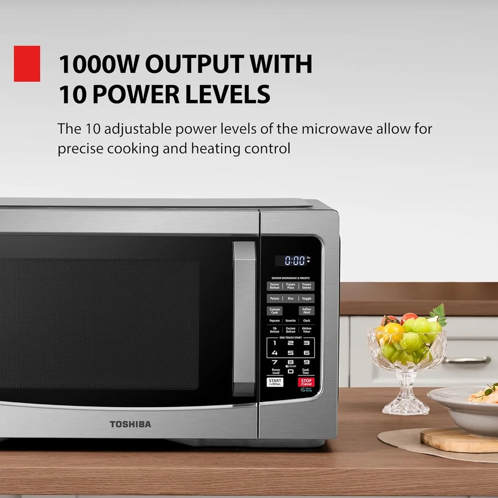 Countertop Microwave Oven 1.2 Cu Ft, 12.4 In. Removable Turntable, Silver