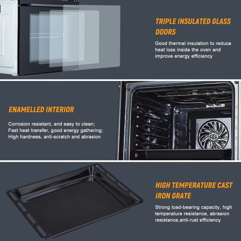 24" Electric Single Wall Oven, 2.5Cu.ft Built-in Electric Convection Oven with Air Frying Function, 8 Baking Modes, 3000W, 240V