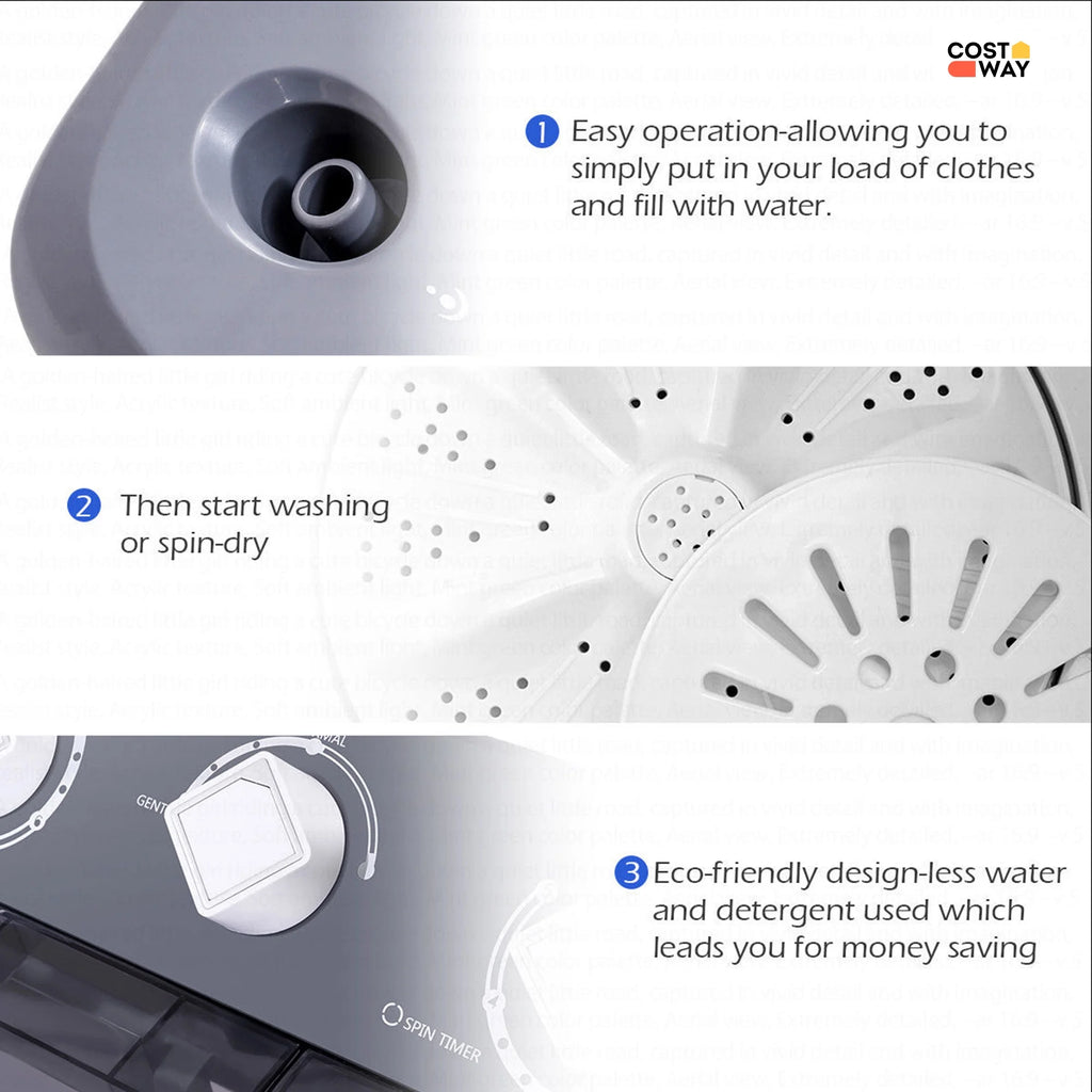 Costway Twin Tub 20Lbs Top Load Washing Machine with Gravity Drain