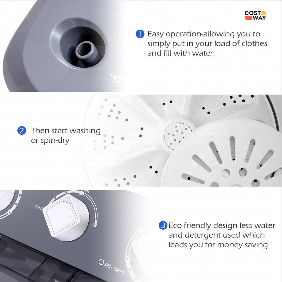 Costway Twin Tub 20Lbs Top Load Washing Machine with Gravity Drain
