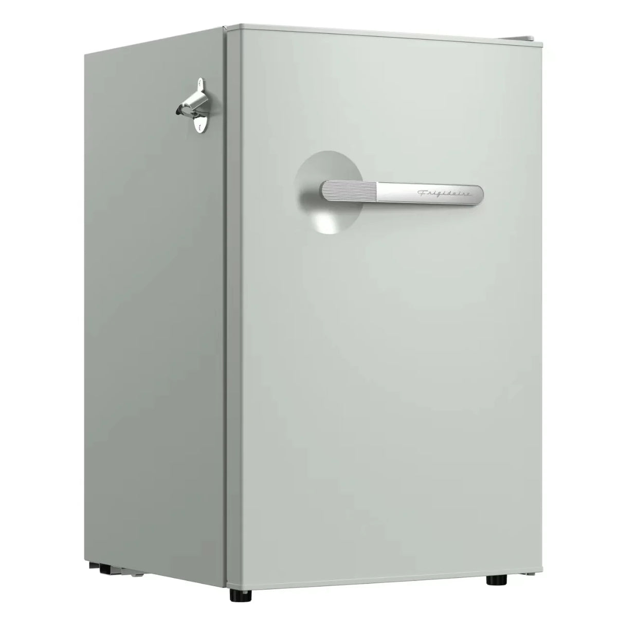 Frigidaire 4.5 cu. ft. retro compact fridge built-in side bottle opener W: 21.65" x L: 22.24" X H: 32.91" (Azure)