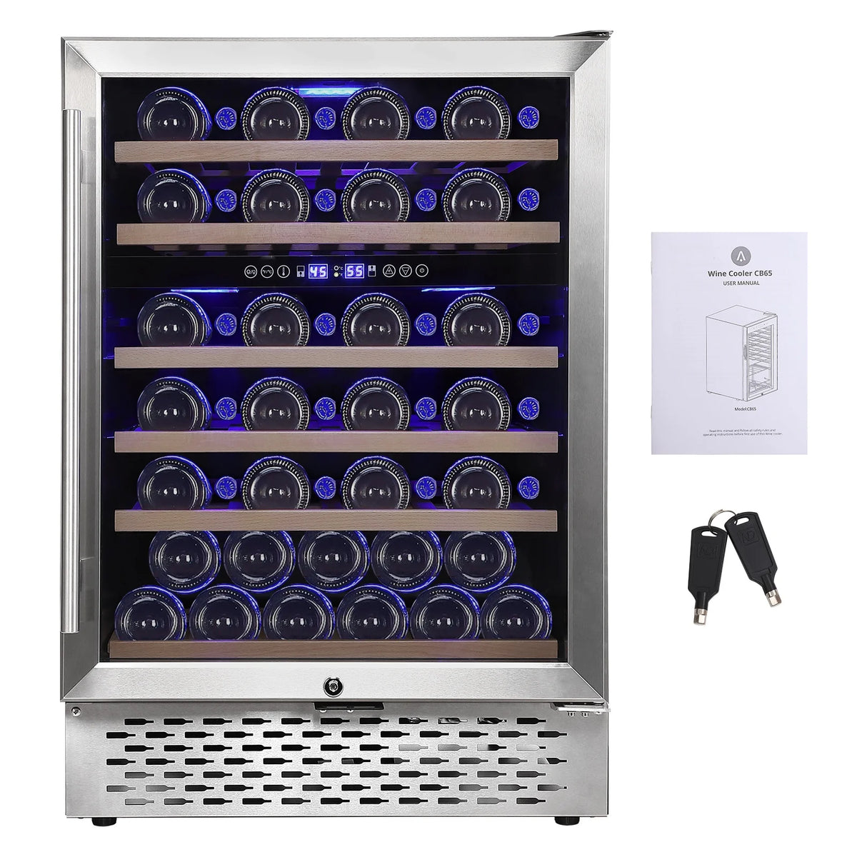 Garvee 24 Bottle Freestanding Wine Cooler Refrigerator with Glass Door for Bar, Party, Winery, Black