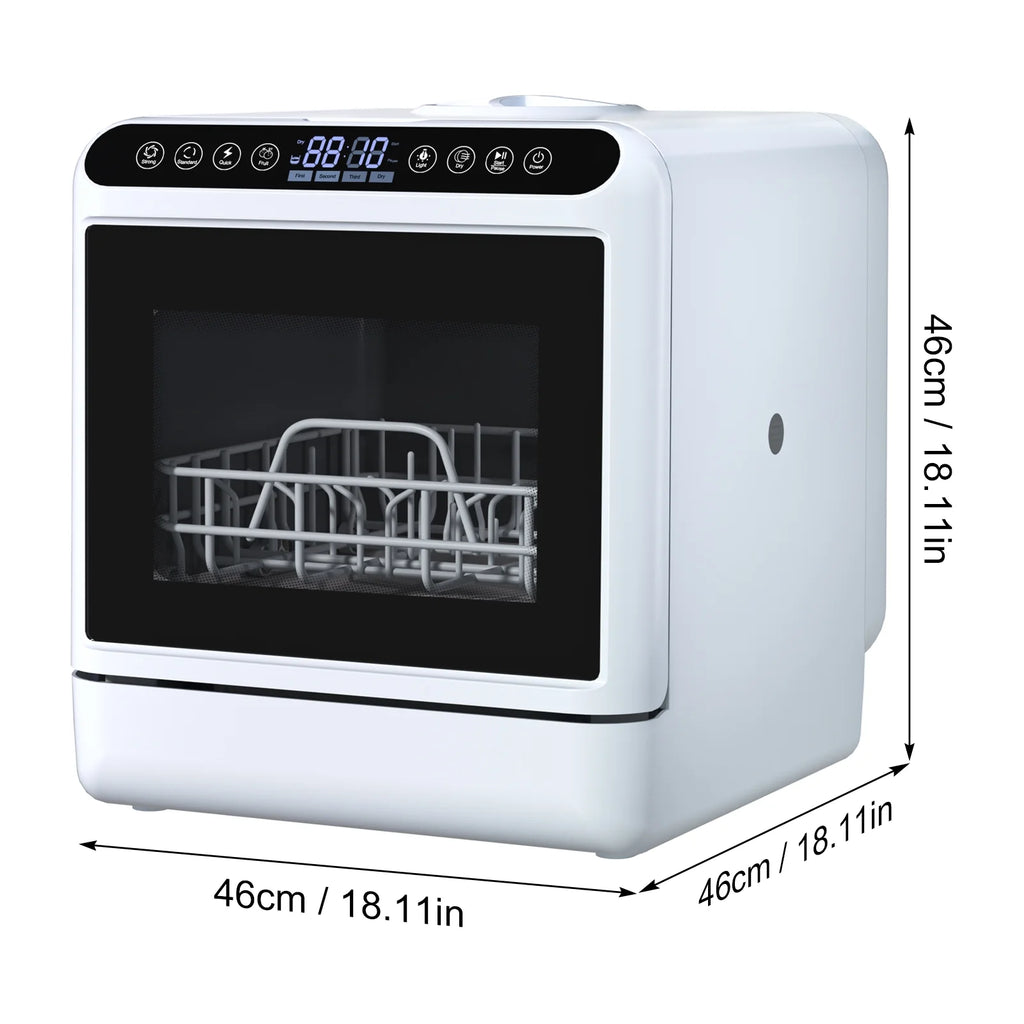 Happydeer Portable Countertop Dishwasher with 5L Water Tank, Automatic Smart Countertop Dishwasher, Mini Dishwasher with 5 Place Settings, 2-Tier Rack, 3-Spray Arm, Air-Dry Function